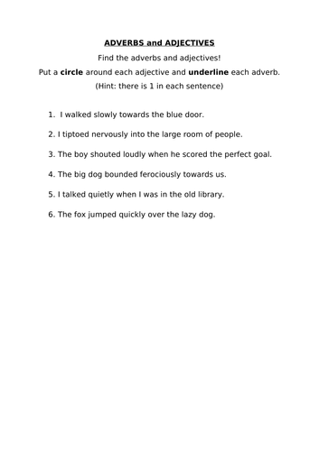 KS1/KS2 Worksheet - Adjectives and Adverbs (2 versions)