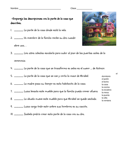 Encanto with House Vocabulary and Position Words