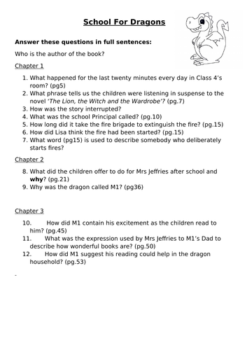 KS2 Worksheet - Reading Activity -School for Dragons (1 worksheet)