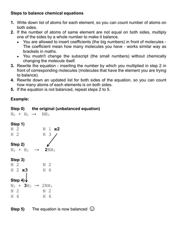 Easy steps to balance chemical equation