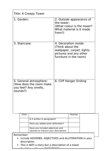 KS1/KS2 Worksheet - Mystery and Suspense Writing Plan and checklist