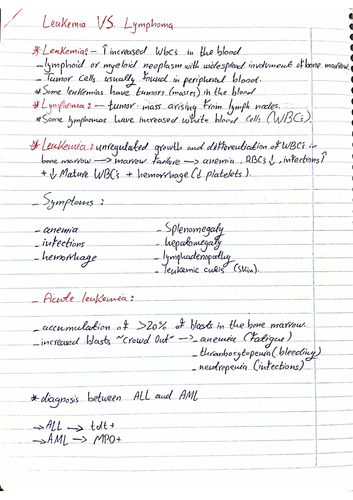 leukemia vs lymphoma