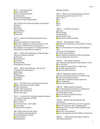 biology question final test