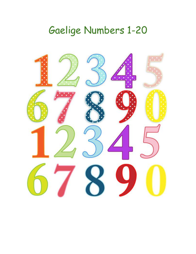 Gaelige Numbers 1-20