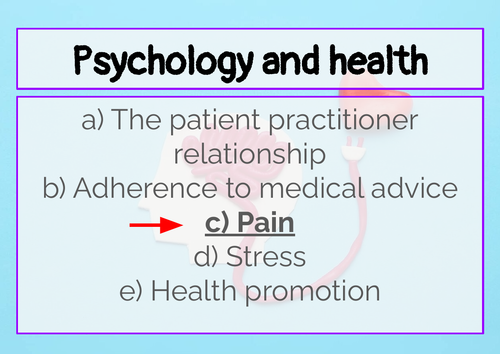 Psychology and health- Pain