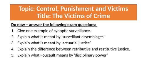 AQA A Level Sociology - C&D Victimology