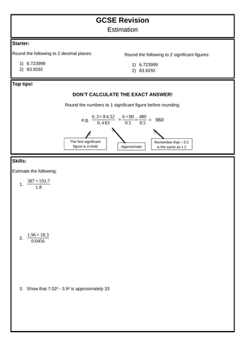 GCSE (F) - Rounding - Revision