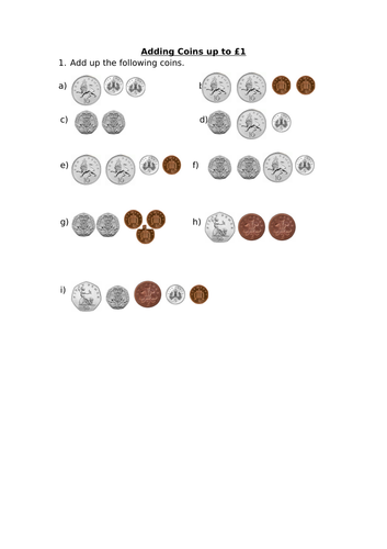 Adding coins up to £1