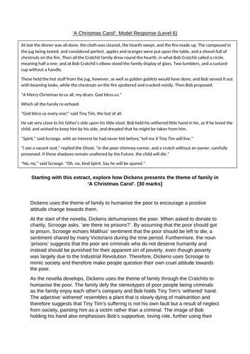 A Christmas Carol Example Model Response (Level ~6)