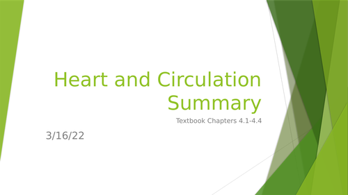 Heart and Circulation summary