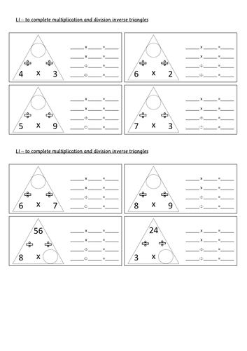 Inverse Triangles - multiplication and division