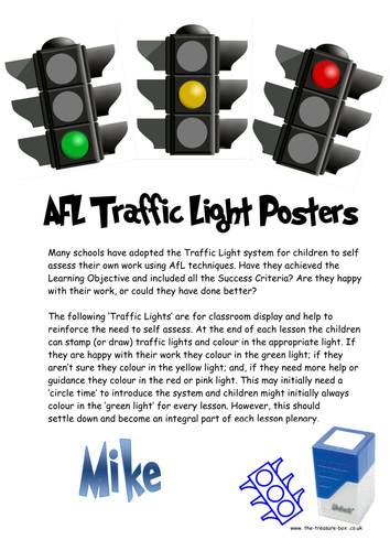 Self Assessment, AfL, Traffic Light posters