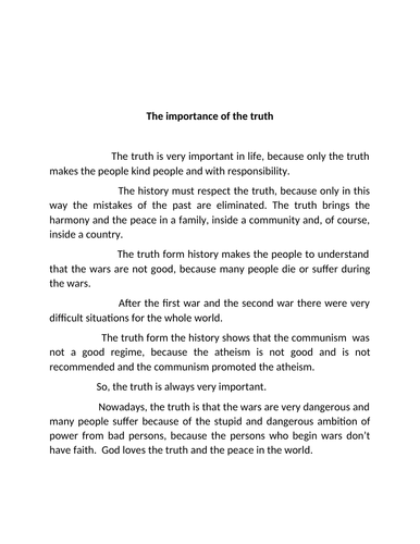 The importance of the truth