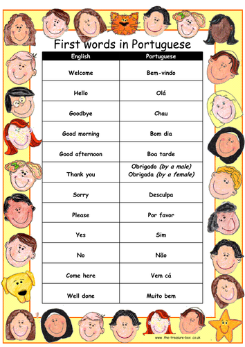 Useful words and phrases in Portuguese ~ ideal for children with a Portuguese speaking heritage