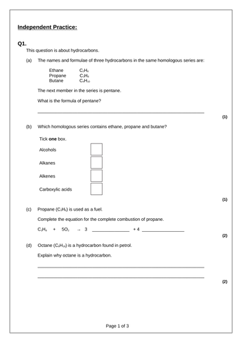 Properties of Hydrocarbons