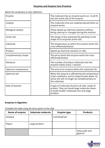 Enzyme Action and pH CorePrac Review Lesson: GCSEs Summer 2022