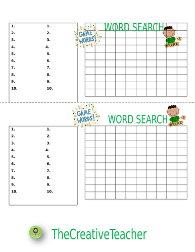 Word Search Puzzle template