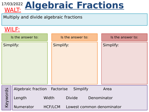 KS4 Maths: Algebraic Fractions 2022 Update