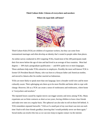 IB English B: Third Culture Kids (TCK)