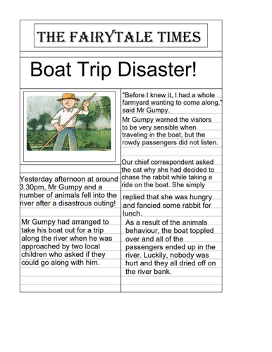 Mr Gumpy's Outing Newspaper Report Model Text