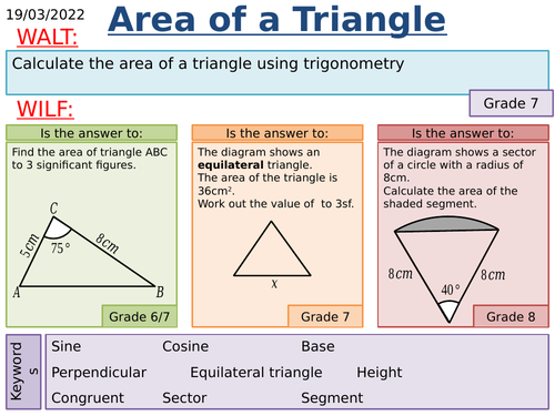 KS4 Maths: Area of a Triangle using Sine