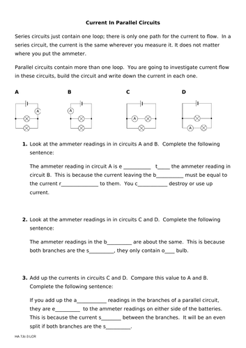 Investigating Parallel Circuits - Current