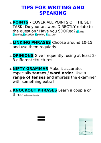 PLONK - GCSE tips for writing and speaking