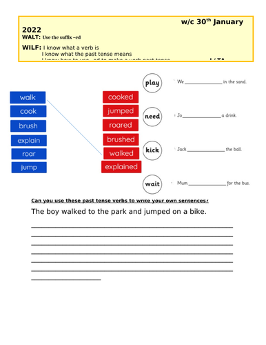 Year 1 Grammar - adding -ed to make it past tense