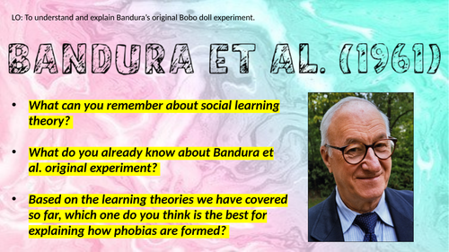 A-level Psychology [edexcel]- Learning theories, Bandura et al. Bobo doll experiment.