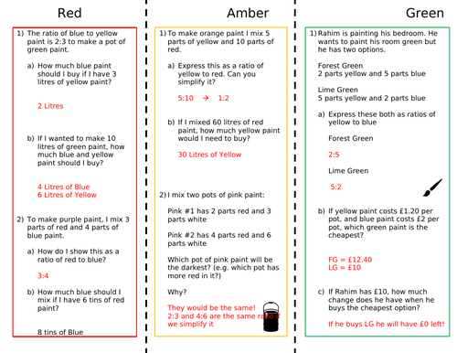 Paint Mixing Ratio Worksheet RAG