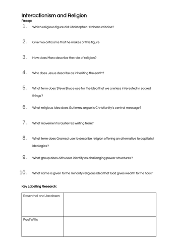 Sociology A-Level- Beliefs in Society - Interactionism & Religion