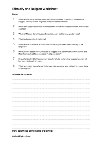 Sociology A-Level- Beliefs in Society - Ethnicity & Religion