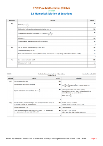 A Level Past Paper Practice Materials 3.6 Numerical Solutions of Equations