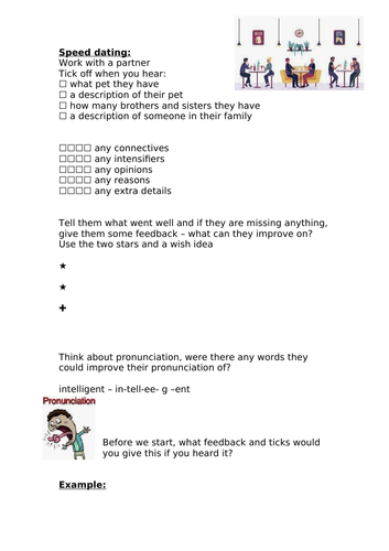 Speaking activity speed dating - revision for stimmt 1 kapitel 2