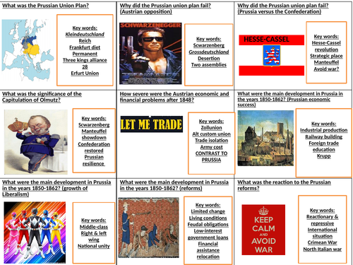 OCR Y314 Challenge of German Nationalism 1789-1919 student fill in flashcards