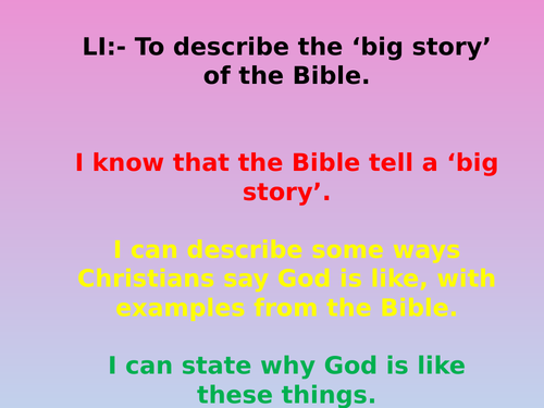 To describe the ‘big story’ of the Bible.