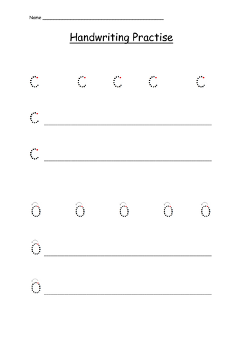 Handwriting Practise Sheets - Curly Caterpillar Letters - c, a, o, d, g, s, e, f, q