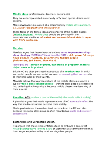 OCR Sociology - Media representations of class, age, ethnicity and gender