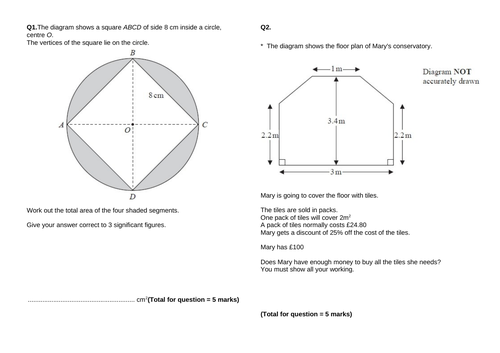 GCSE Maths Revision -  4-5 Marks questions Foundation