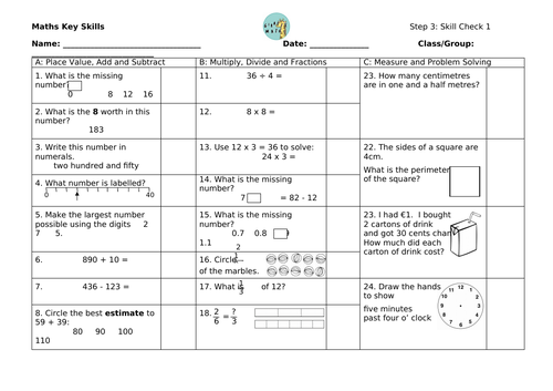 Year 3 European Coins mini Maths assessments