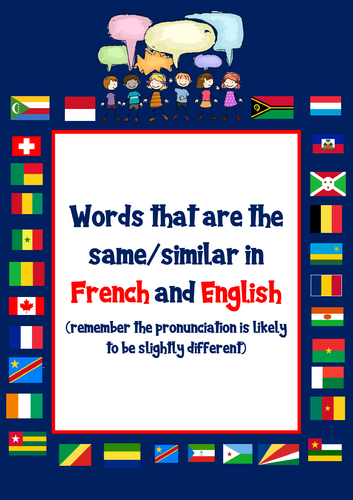 French Vocabulary. Same or similar words in English and French