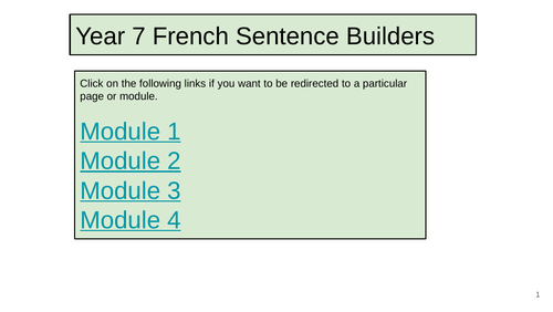 Year 7 French Studio 1 Sentence  Builders