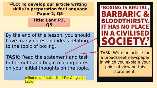 Article Writing Task - Boxing