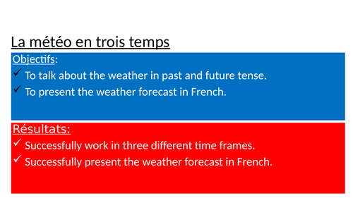 La météo - The weather (3 time frames)