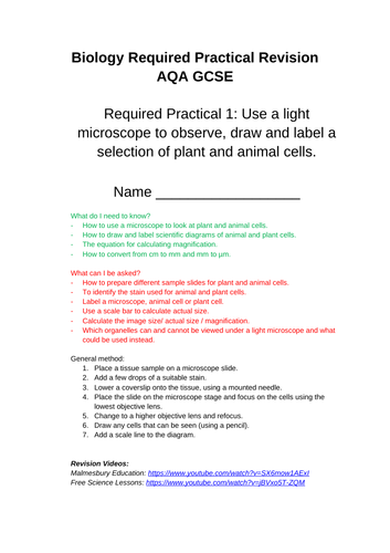 Microscopy Biology Required Practical 1