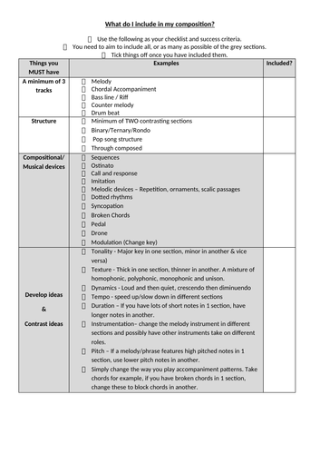 WJEC GCSE Music Composition booklet/guide