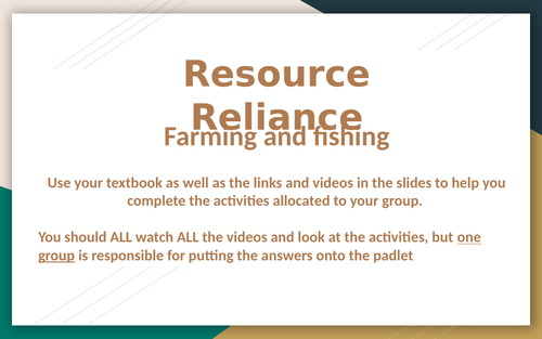 GCSE GEOG OCR B Resource Reliance - farming and fishing