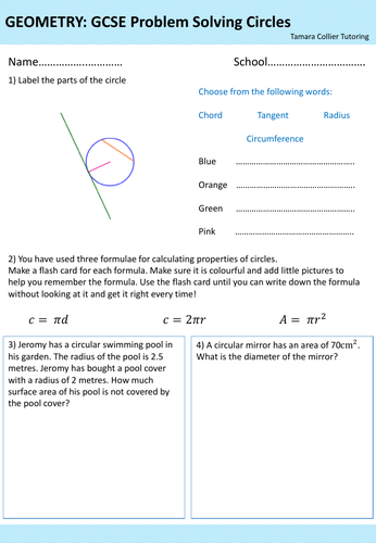 GCSE Foundation Circles Problem Solving