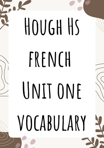 Hough french unit one vocabulary