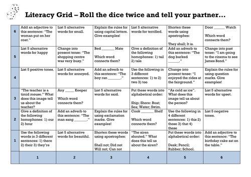 Literacy: Roll the Dice